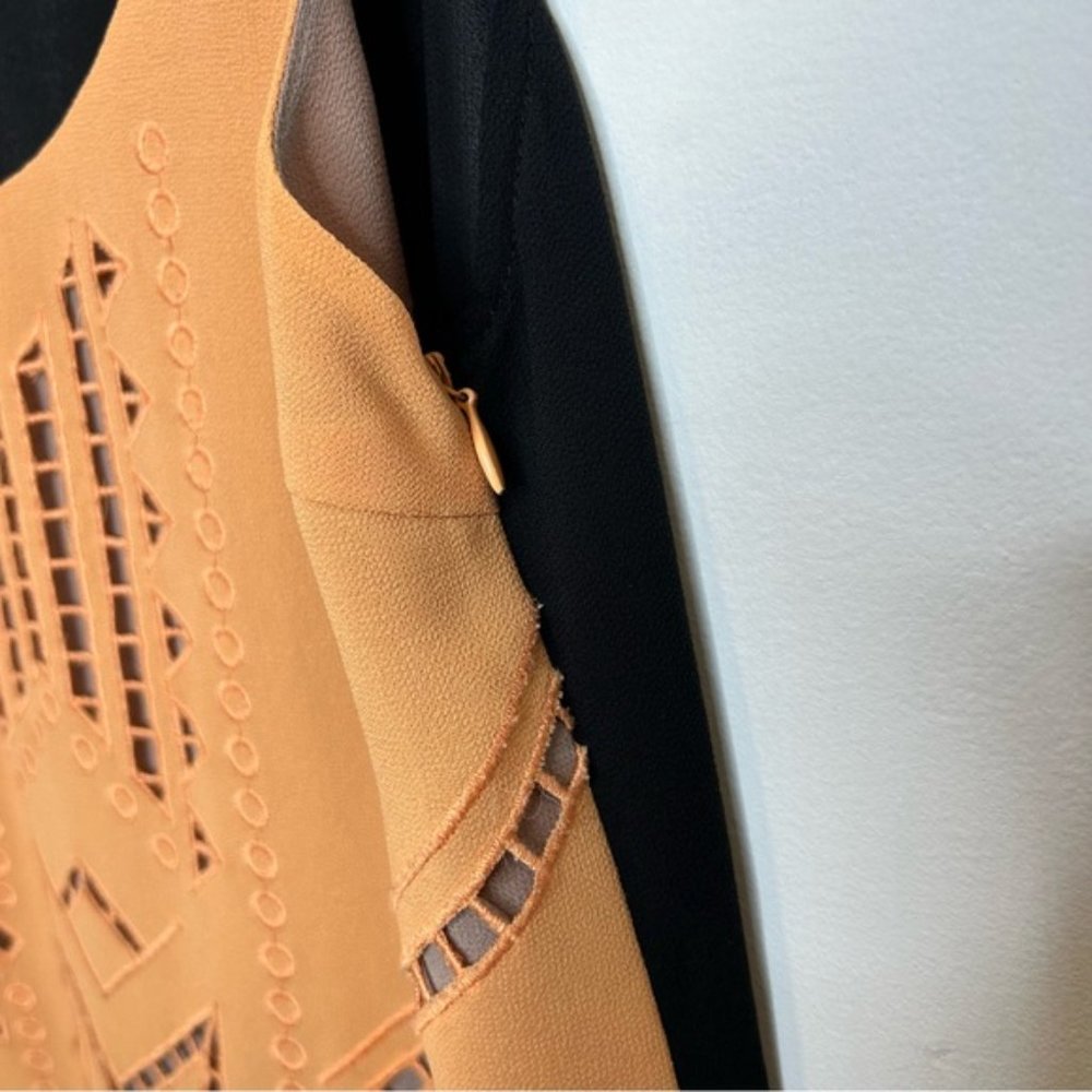 Pink Stitch Hi-Low Layered Tank Top Camel Black - Picture 3 of 5